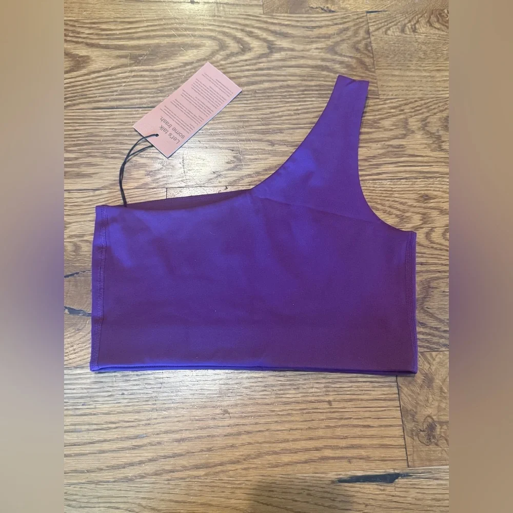 NWT. Girlfriend Collective. One-Shoulder Bianca Bra. Purple. Size Small.